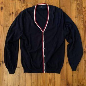 Navy Cardigan with Tricolour ribboning